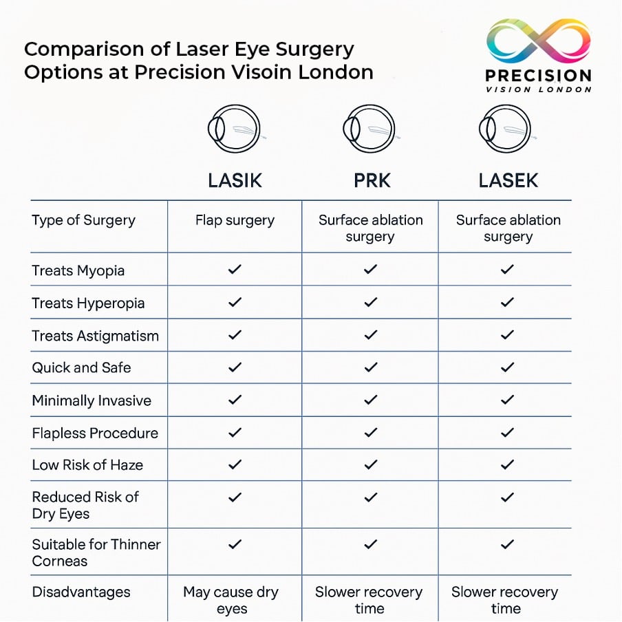 Camparing Laser eye surgery options