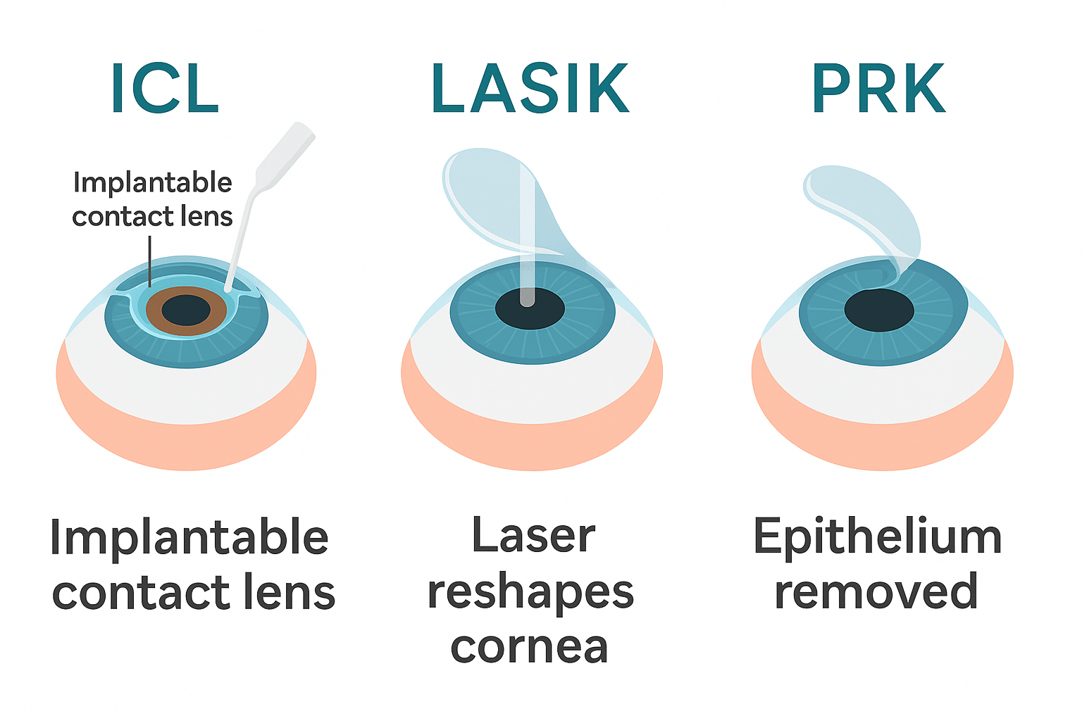 Vision Correction Procedures Comparison ICL PRK Lasik